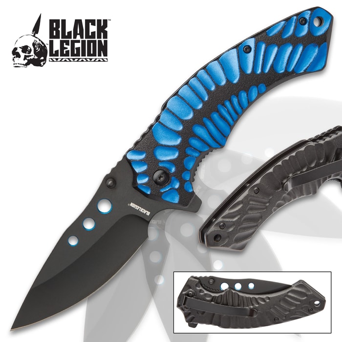 Black Legion Primordial Storm Pocket Knife - Stainless Steel Blade, Assisted Opening, Anodized Aluminum Handle, Pocket Clip