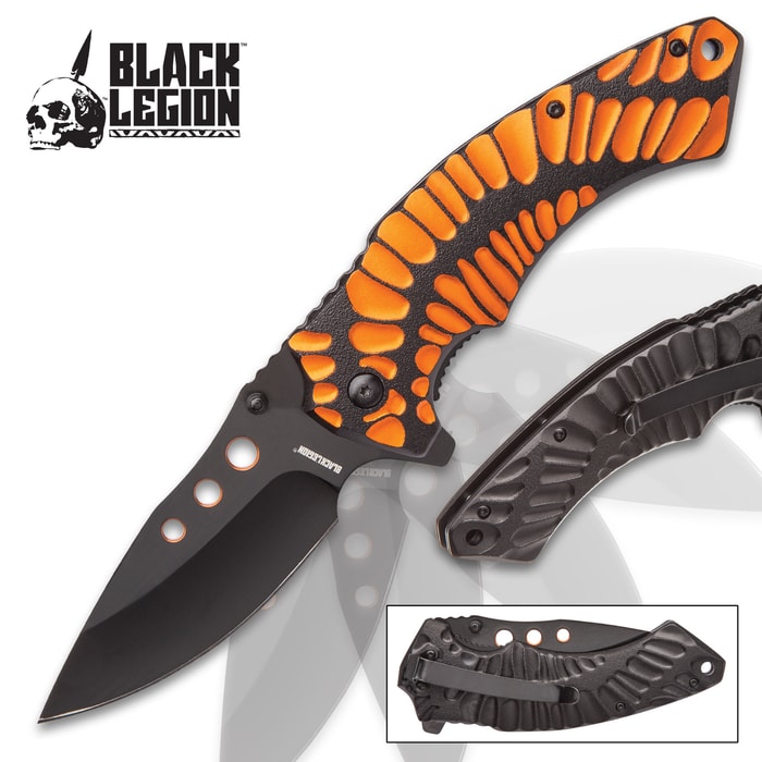 Black Legion Primordial Sunset Pocket Knife - Stainless Steel Blade, Assisted Opening, Anodized Aluminum Handle, Pocket Clip