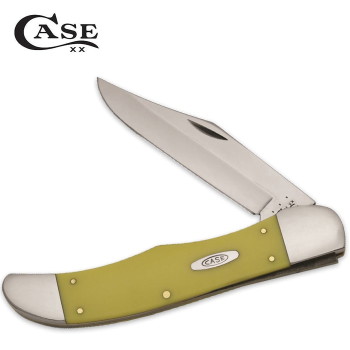 Case Chrome Vanadium Folding Hunter Pocket Knife Yellow