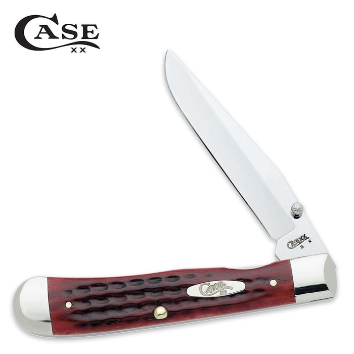 Case Pocket Worn Old Red Bone Trapperlock Folding Knife
