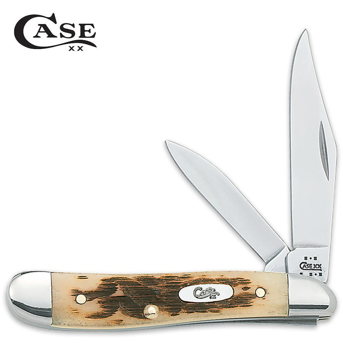 Case Amber Bone Peanut Pocket Knife