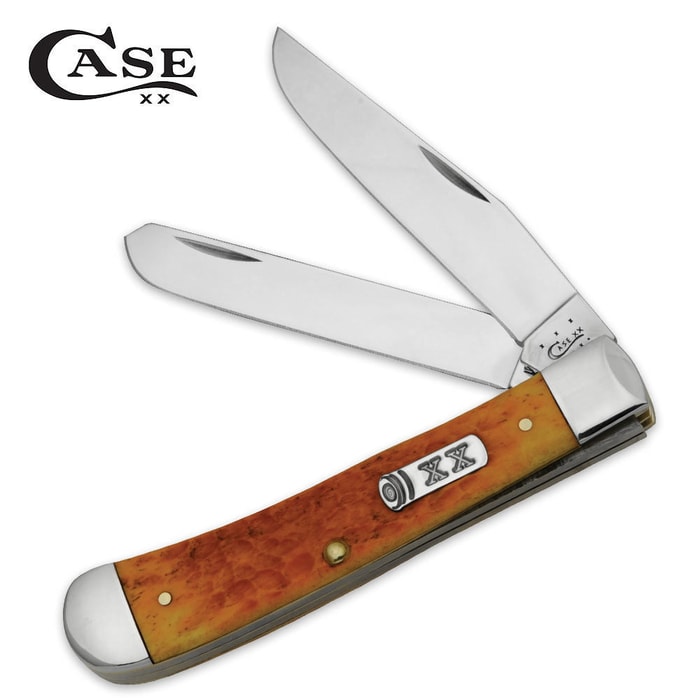 Case Persimmon Orange Bone Trapper Folding Pocket Knife