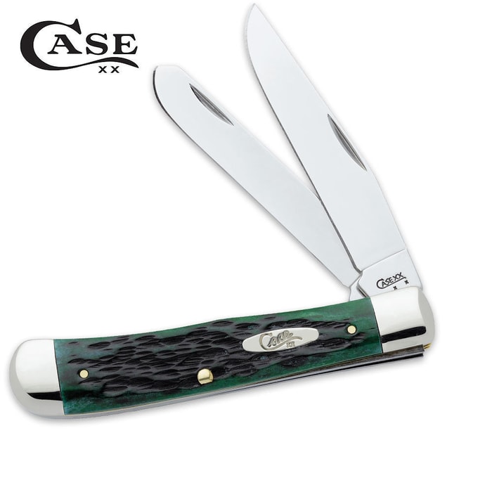 Case Pocket Worn Bermuda Green Trapper Folding Knife