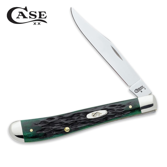 Case Pocket Worn Bermuda Green Slimline Trapper Folding Knife