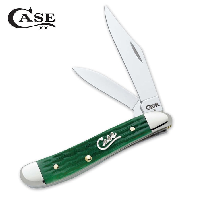 Case Emerald Green Bone Peanut Folding Knife
