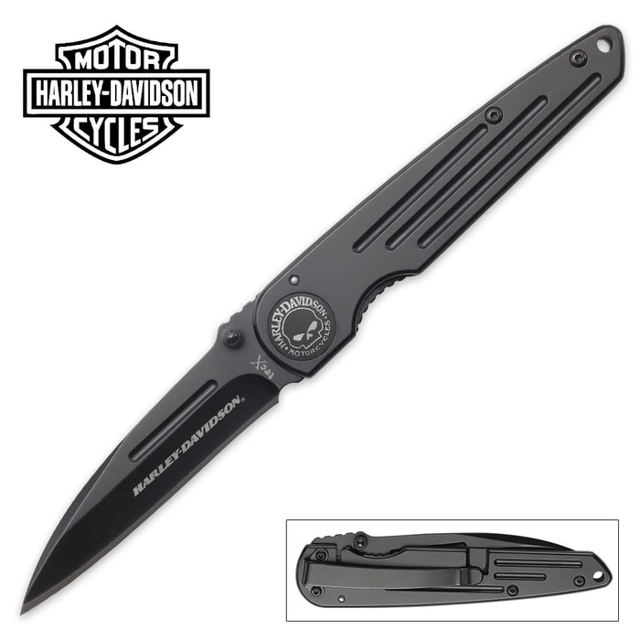 Harley-Davidson Tec X Black Hard Coat Pocket Knife