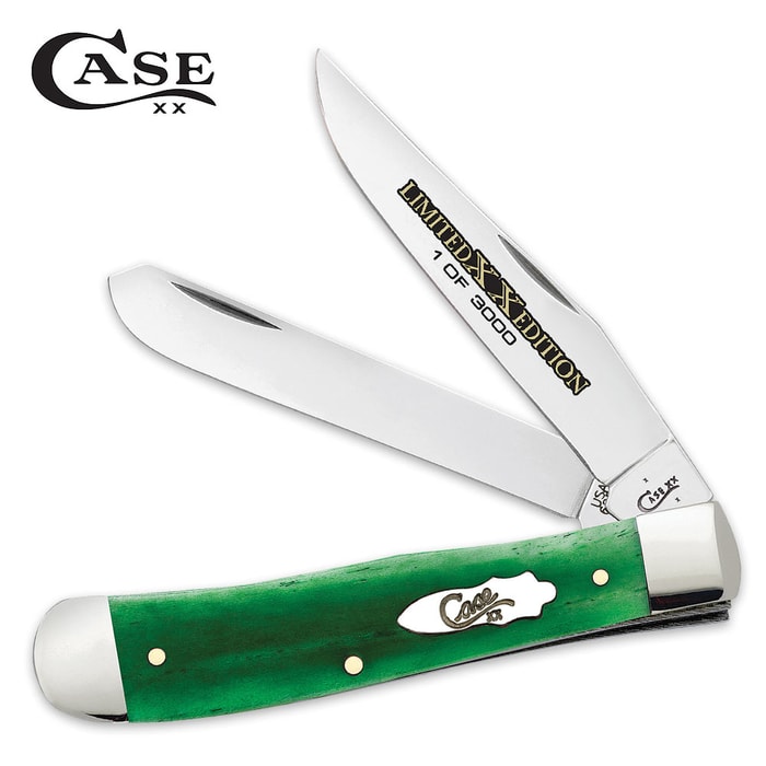 Case Limited Edition Bright Green Bone Trapper Pocket Knife