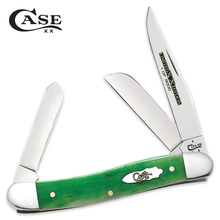 Case Limited Edition Bright Green Bone Medium Stockman Pocket Knife