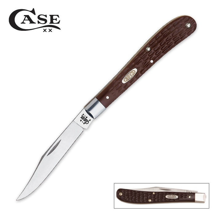 Case Brown Synthetic Barehead Slimeline Trapper Folding Knife