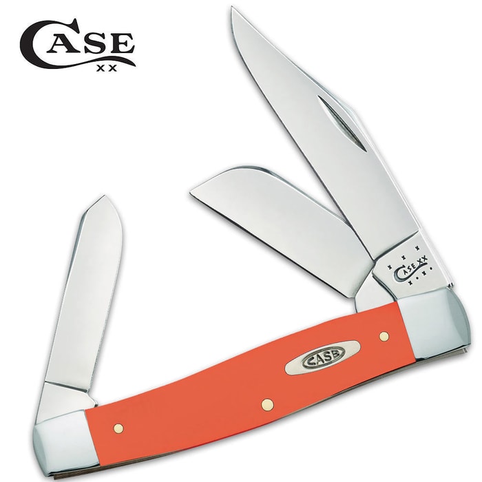 Case Smooth Orange Synthetic Large Stockman Folding Pocket Knife