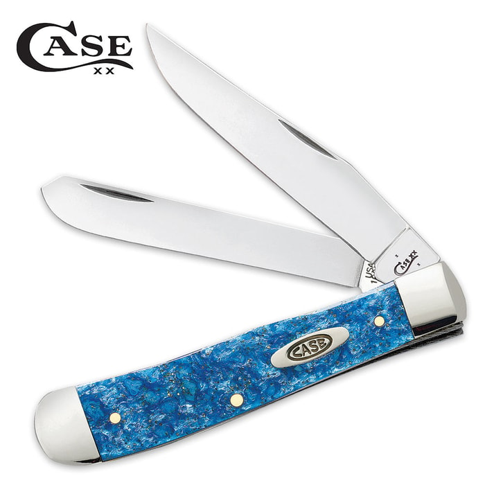 Case Blue Sparkle Kirinite Trapper Pocket Knife