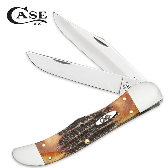 Case Tru-Sharp Bonestag Genuine Bone Folding Hunter Pocket Knife