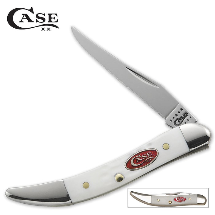 Case Jigged White Synthetic Small Texas Toothpick Pocket Knife