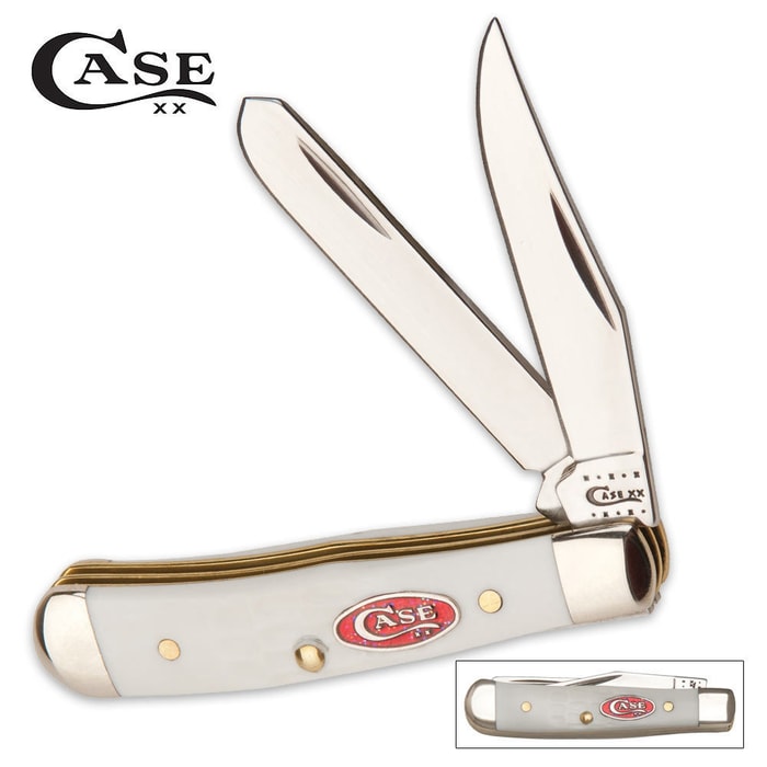 Case Jigged White Synthetic Tiny Trapper Folding Knife