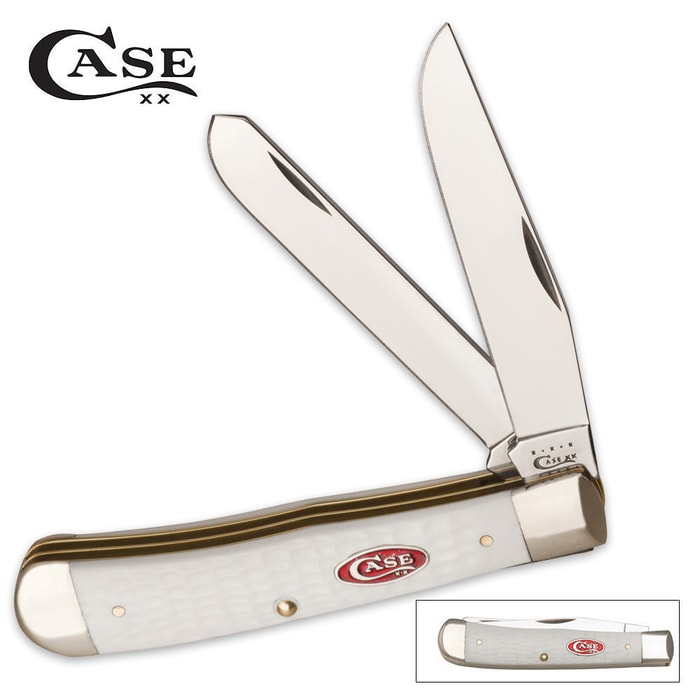 Case Jigged White Synthetic Trapper Pocket Knife