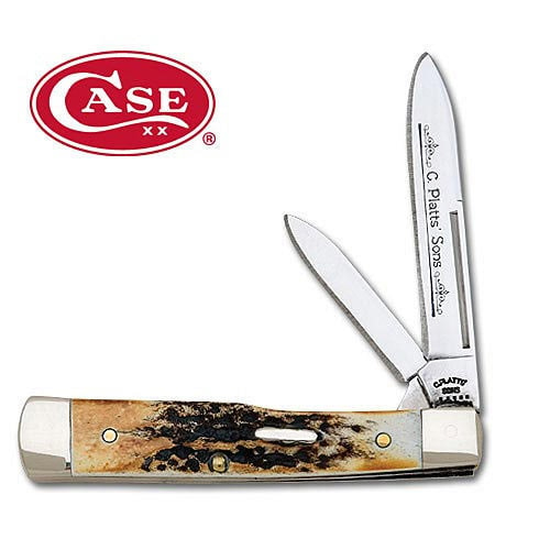 Case C Platts Burnt Stag Gunstock Folding Knife