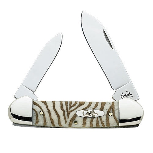 Case Zebra Bone Canoe Folding Knife