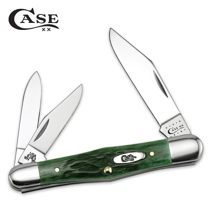 Case Pocket Worn Bermuda Green Whittler Folding Knife