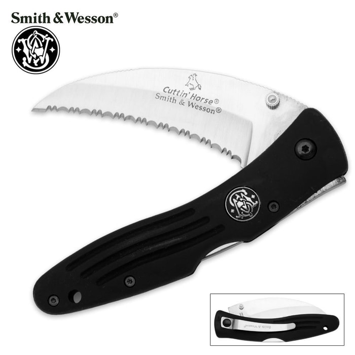 Smith & Wesson Serrated Cuttin Horse Hawkbill Folding Knife