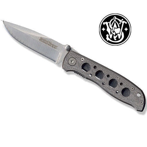Smith & Wesson Cuttin Horse OPS Silver Folding Knife with Holes