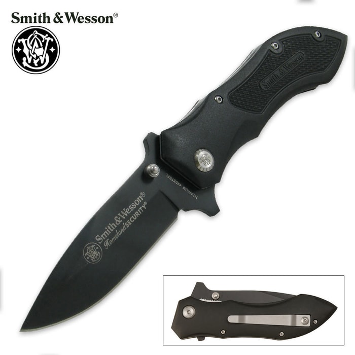 Smith & Wesson Homeland Security Black Drop Point Folding Knife