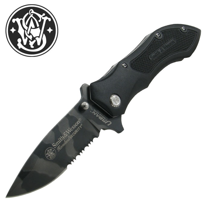 Smith & Wesson Homeland Security Drop Point Serrated Titanium Folding Knife
