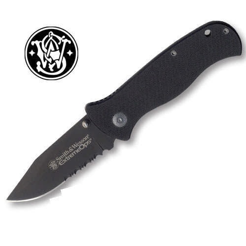 Smith & Wesson Extreme Ops Black Serrated Clip Point Folding Knife