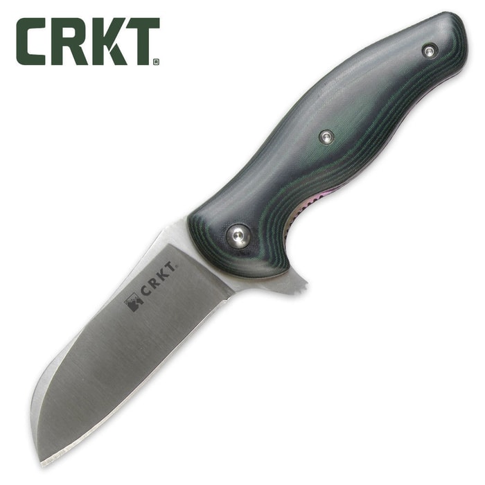 Columbia River Tuition Black and Green Micarta Folding Knife