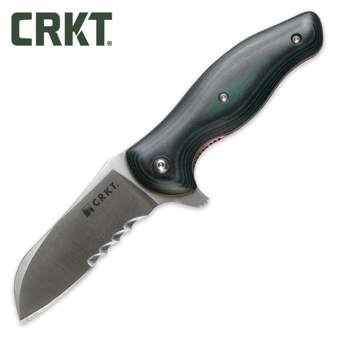 Columbia River Tuition Green/Black Micarta Serrated Folding Knife