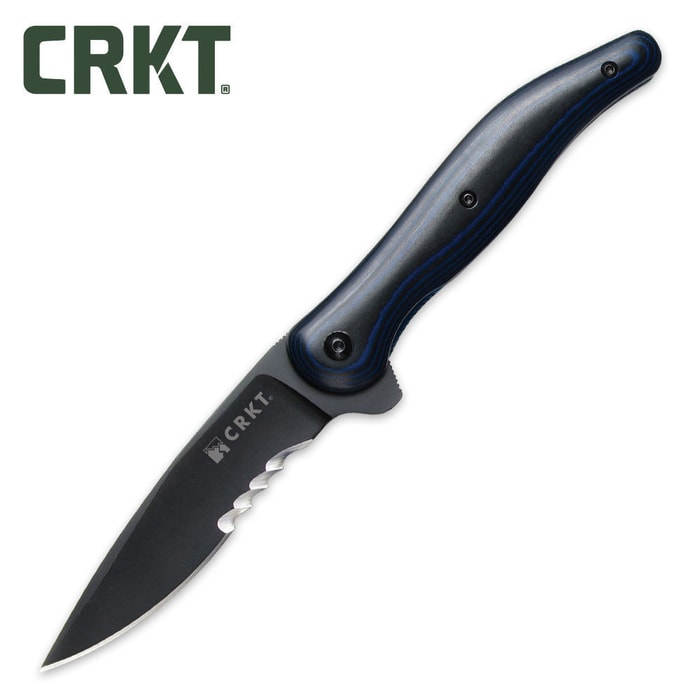 Columbia River Black Summa Blue/Black Micarta Serrated Folding Knife