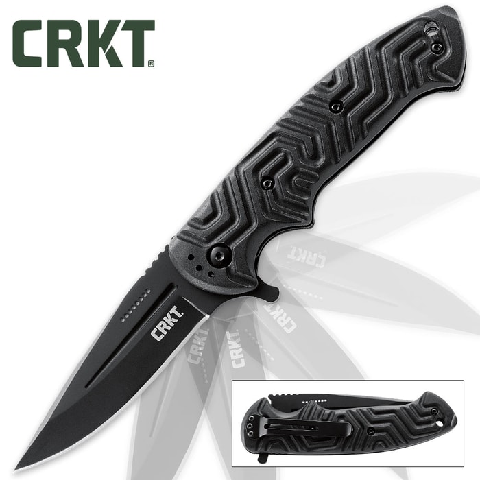 CRKT Acquisition Tactical Pocket Knife | Black Oxide-Coated Blade | One-Handed Opening