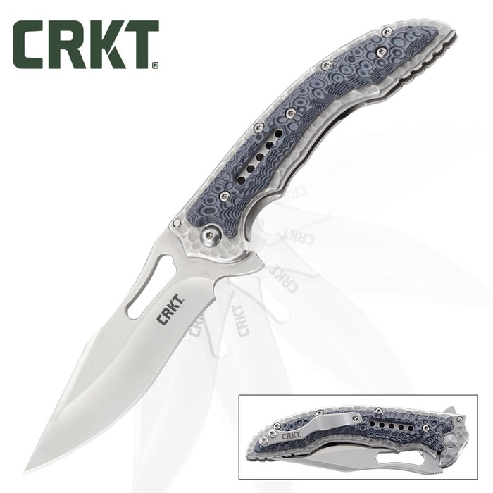 CRKT Fossil Pocket Knife | Compact Version | IKBS Ball Bearing Pivot | G10 Handle Overlays