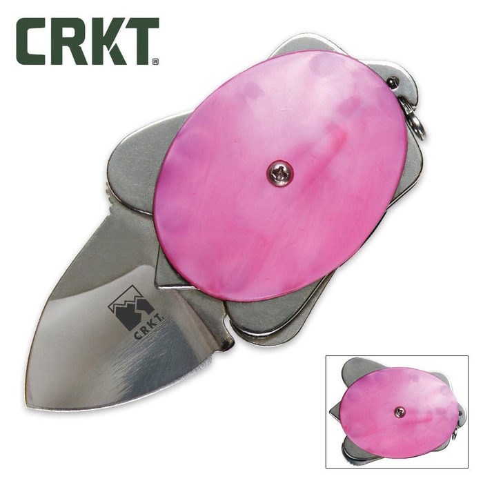 Columbia River Turtle Pink Pearlescent Scales Folding Knife