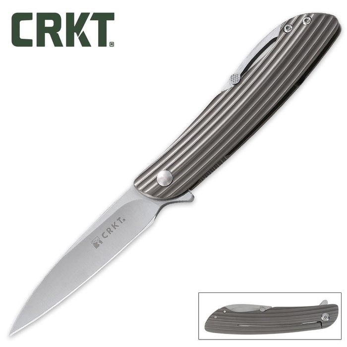 CRKT Swindle Pocket Knife Grooved Handle