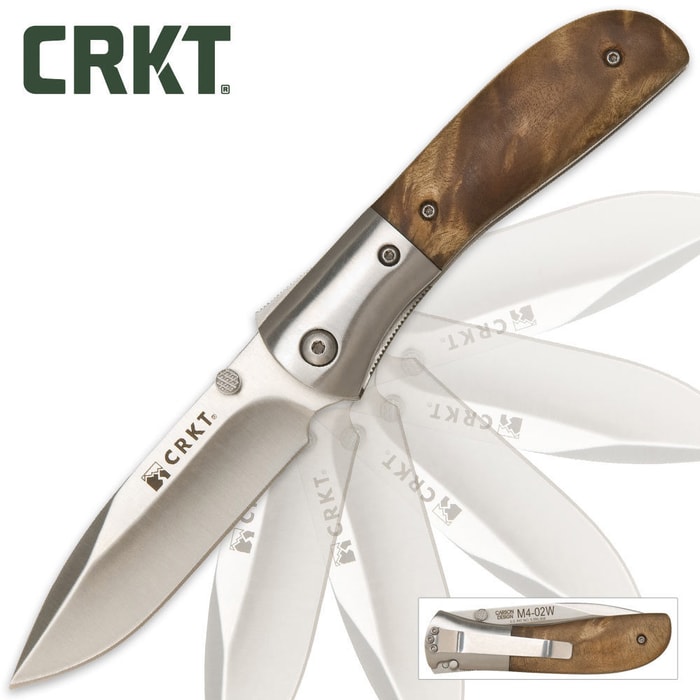 CRKT M4 Carson Assisted Opening Pocket Knife Burlwood Handle