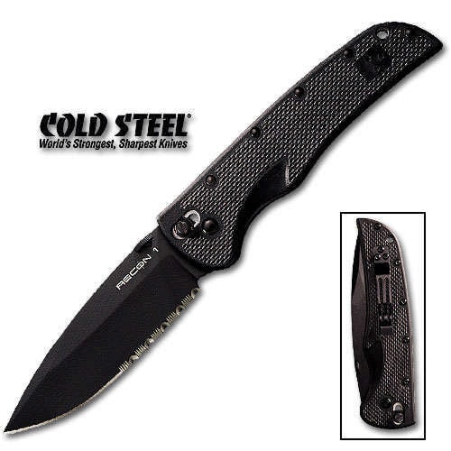 Cold Steel Recon 1 Spear Point Half Serrated Folding Knife