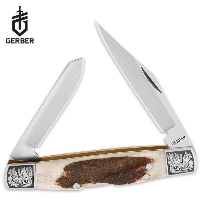 Gerber Stockman Stag 2 Blade Folding Knife