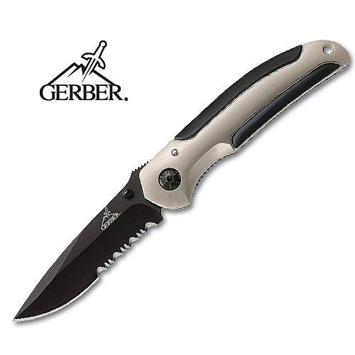 Gerber AR Linerlock Black Serrated Folding Knife