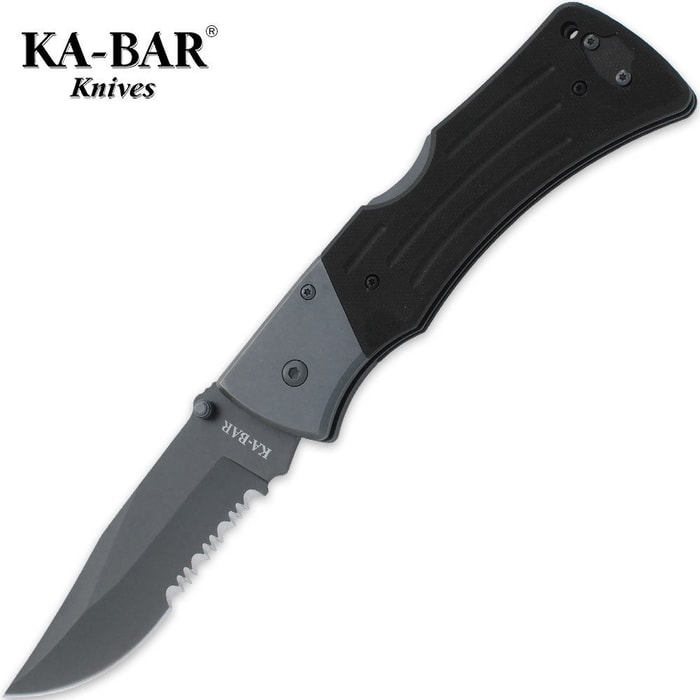 KA-BAR G-10 MULE Serrated Drop Point Folding Pocket Knife
