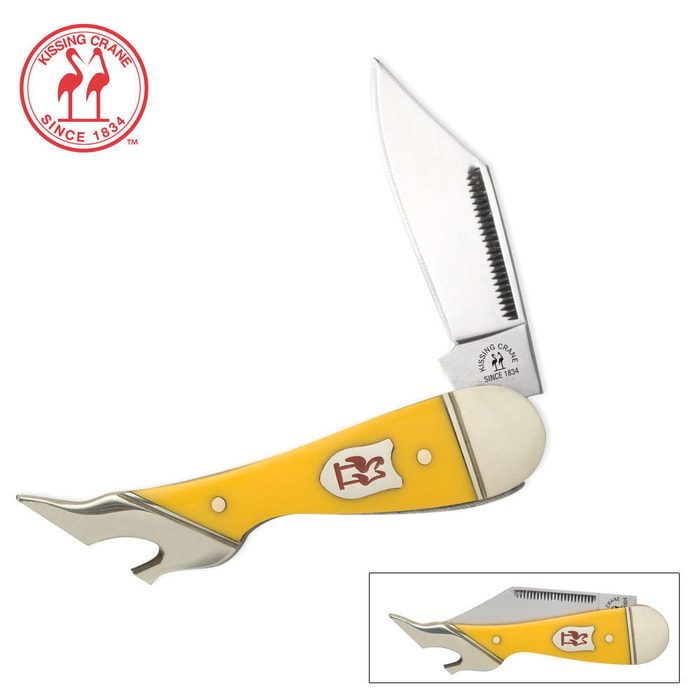 Kissing Crane Leg Yellow Composite Pocket Knife