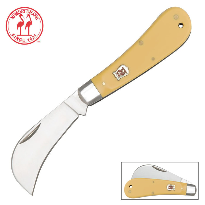 Kissing Crane Yellow Composite Pruner Pocket Knife