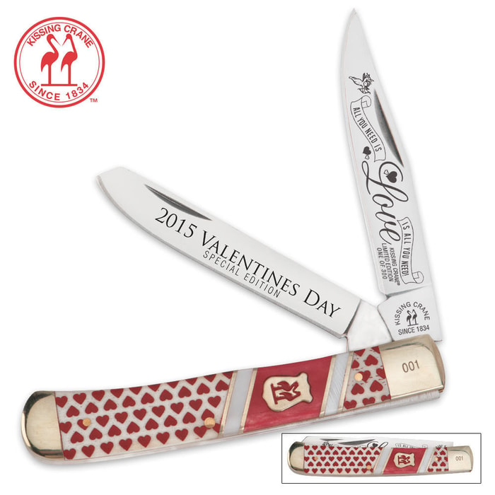 Kissing Crane Limited Edition 2015 Valentines Day Trapper Folding Pocket Knife