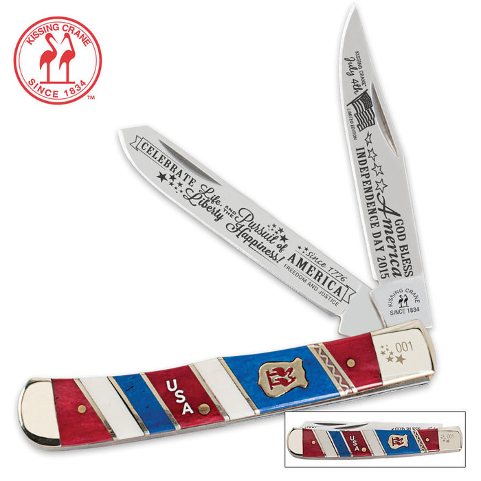 Kissing Crane July 4th Independence Day Special Limited Edition Trapper Knife 