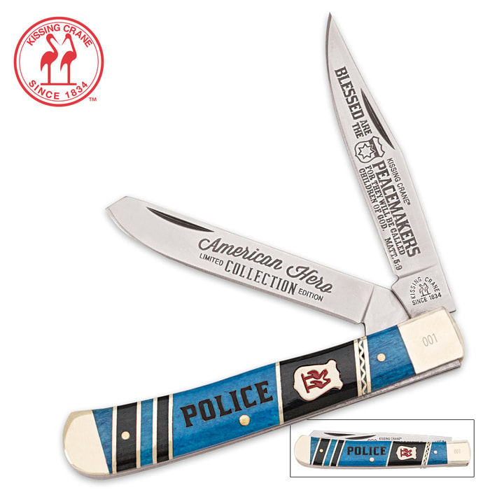 Kissing Crane Police American Hero Limited Edition Trapper Pocket Knife