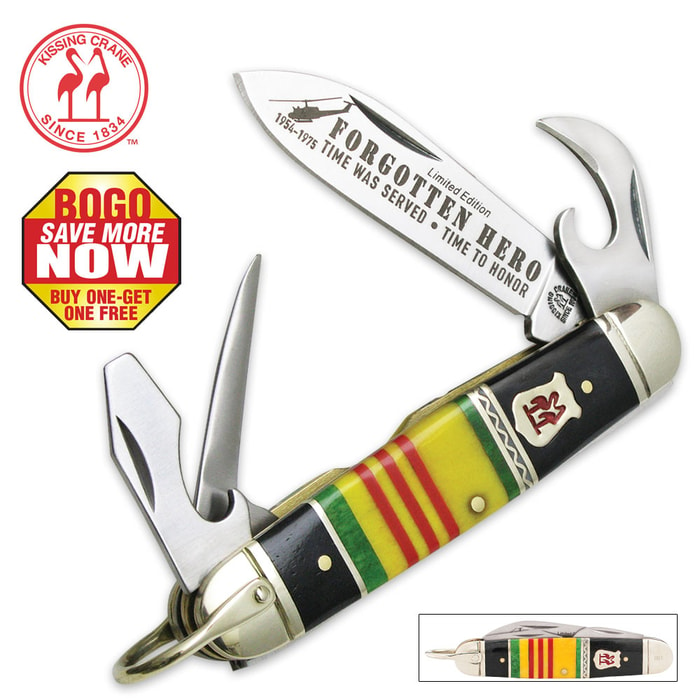Kissing Crane "Forgotten Heroes" Vietnam Veteran Scout Pocket Knife - Limited Edition - BOGO