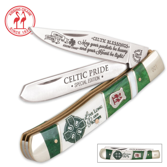 Kissing Crane Limited Edition 2016 Celtic Pride Trapper Pocket Knife