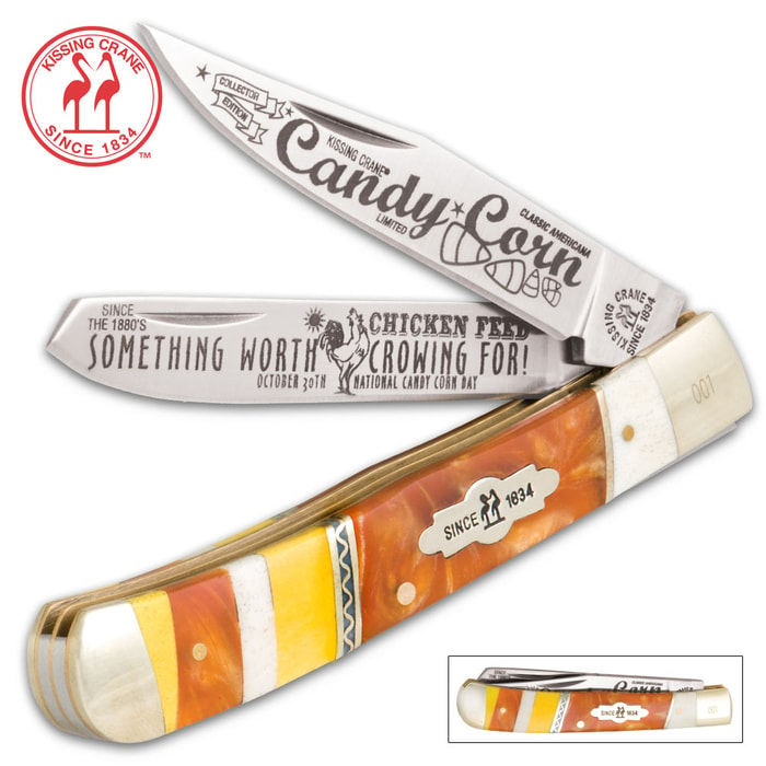 Kissing Crane Candy Corn Trapper Knife