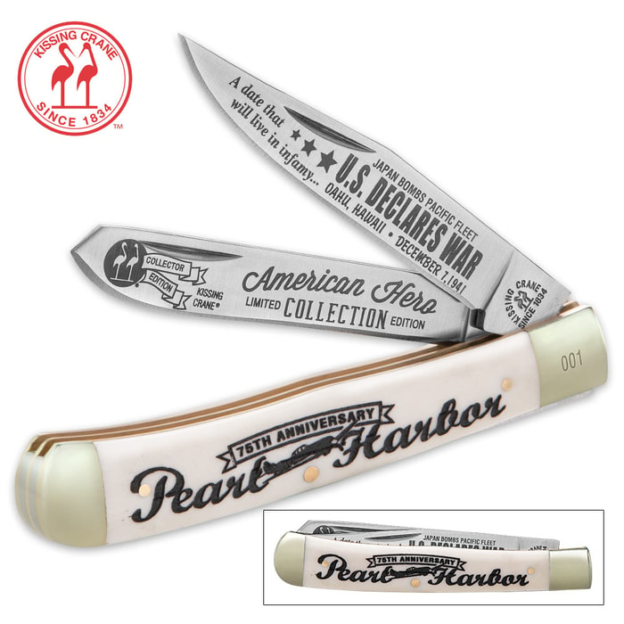 Kissing Crane Pearl Harbor 75th Anniversary Limited Edition Trapper Pocket Knife
