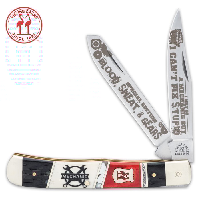 Honoring the folks who keep us riding, this Kissing Crane trapper knife makes handsome gift to the mechanic in your life