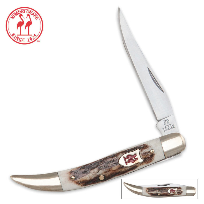 Kissing Crane Toothpick Stag Folding Knife